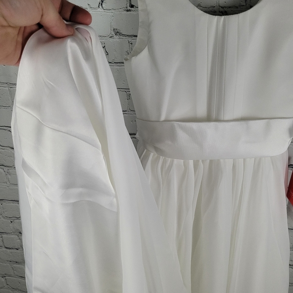 JJS HOUSE | a-line empire ankle length chiffon & satin junior bridesmaid dress - Picture 6 of 13